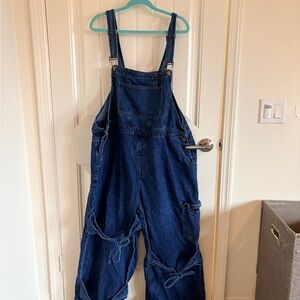 Bow Knot Blue Denim Overalls